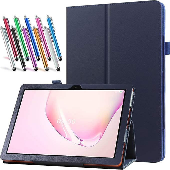 Case for Boost Celero5G TAB 10.9 Inch Tablet 2025 Released - Lightweight Folio PU Leather Cover with 1 Random Stylus (Navy Blue)