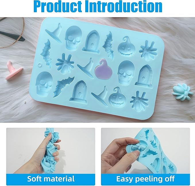 2 Pack Chocolate Molds, Cute Characters Silicone Molds, Chocolate Cake Molds, for Making Chocolate, Candy, Gummy, Jello, Ice, Wax Melts, for Party, A Spooky - Themed Gift, Baking (Halloween Themed)