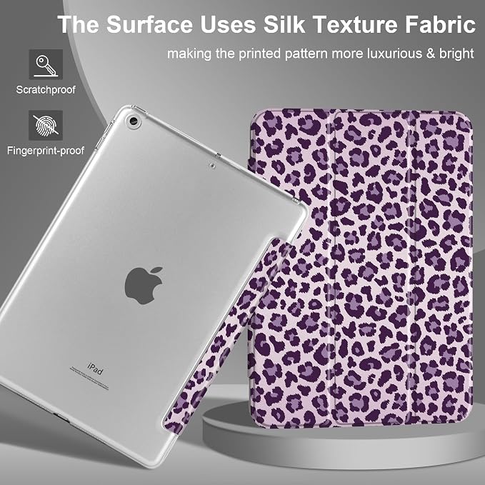 Compatible with iPad 10.2 Inch Case 2021 2020 2019 Smart Lightweight Trifold Stand Hard Plastic Transparent Cover Support Auto Sleep/Wake for iPad 10.2 9th/8th/7th Gen - Bear &amp Cherry