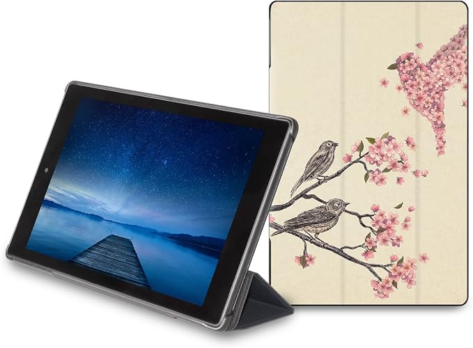 caseable Fire Tablet Cover with Blossom Bird Design