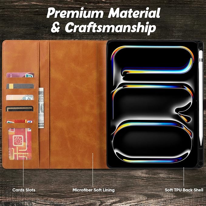 Flip Case for Apple iPad 10.2 9th 8th 7th Generation 2021/2020/2019 Pencil Holder Smart Cover Auto Sleep Wake Protective Documents Pocket Stand Snap Closure Case for iPad 10.2 Inch Black