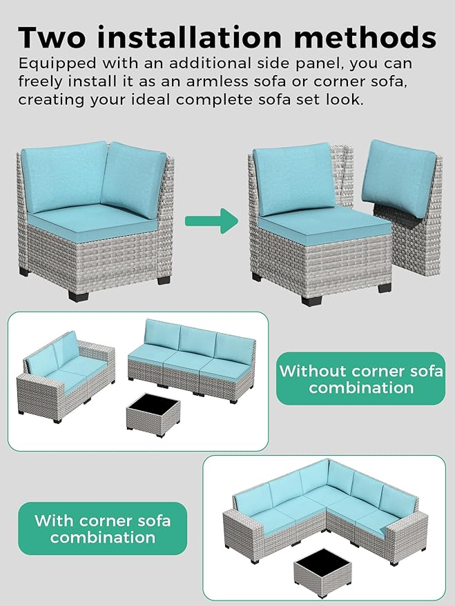 3 Piece Outdoor Wicker Patio Furniture Set,High Back Swivel Rocker Patio Chairs with 4" Thickened Cushions & Side Table, All-Weather PE Rattan for Garden, Backyard, Porch, Navy