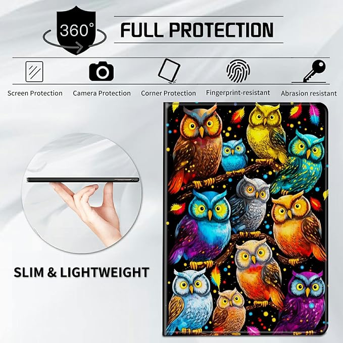 Case for Samsung Galaxy Tab A9 Plus 2023/A11 Plus 2025 11 inch Lightweight Protective PU Leather Smart Stand Cover with Auto Wake Sleep Tablet Case Cover - American Flag &amp Fish