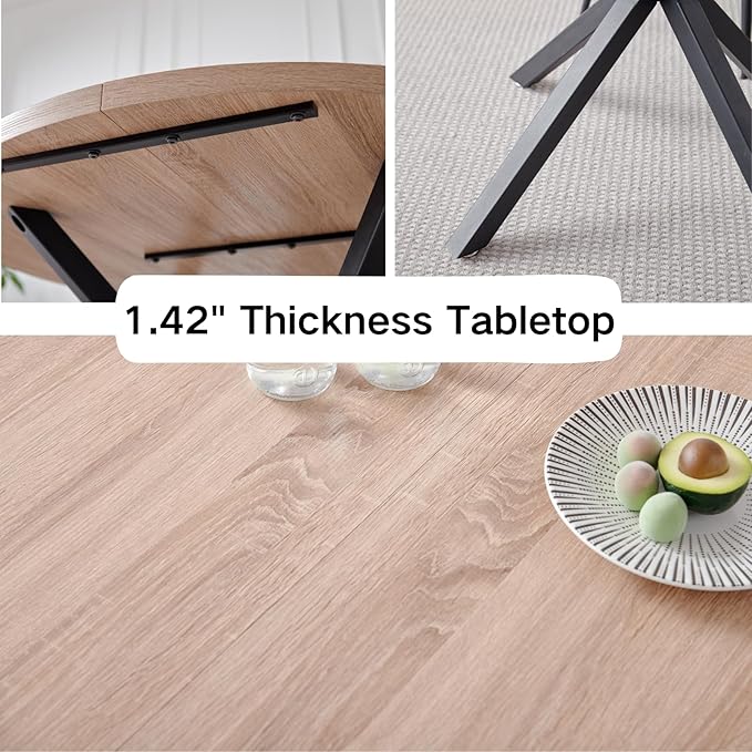 39" Round Dining Table Set for 4, Mid Century Kitchen Table with 4 Fabric Upholstered Dining Chairs for Apartment Living Room Space Saving
