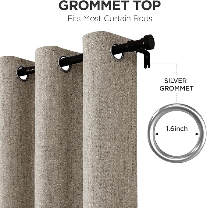 Joydeco Linen Blackout Room Divider Curtains, Extra Wide Sliding Door Drapes Living Room Curtains, 1 Panel 100W x 90L Inch Patio Door Drapes for Room Privacy