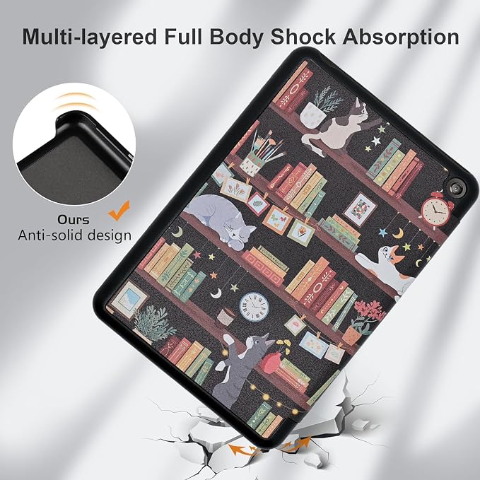 Case for All-New Fire 7 Tablet (12th Generation 2022 Release) Book Reading Lovers Gifts Lightweight PU Leather Stand Protective Cover with Auto Sleep Wake