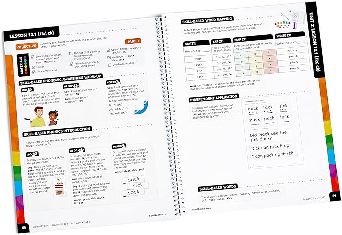 hand2mind Guided Phonics + Beyond Focus Lessons Unit 2 Teacher Guide, Science of Reading Classroom Materials, Kindergarten Homeschool Curriculum Supplies, Early Childhood Education Materials
