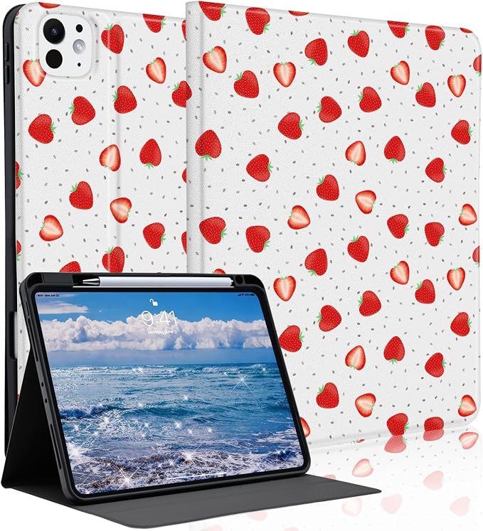 Cute Maple Bear Case for 10.2 iPad 2019/2020/2021(7th/8th/9th Gen) with Pencil Holder Auto Wake/Sleep Leather Soft TPU Back Cover for Women Girls