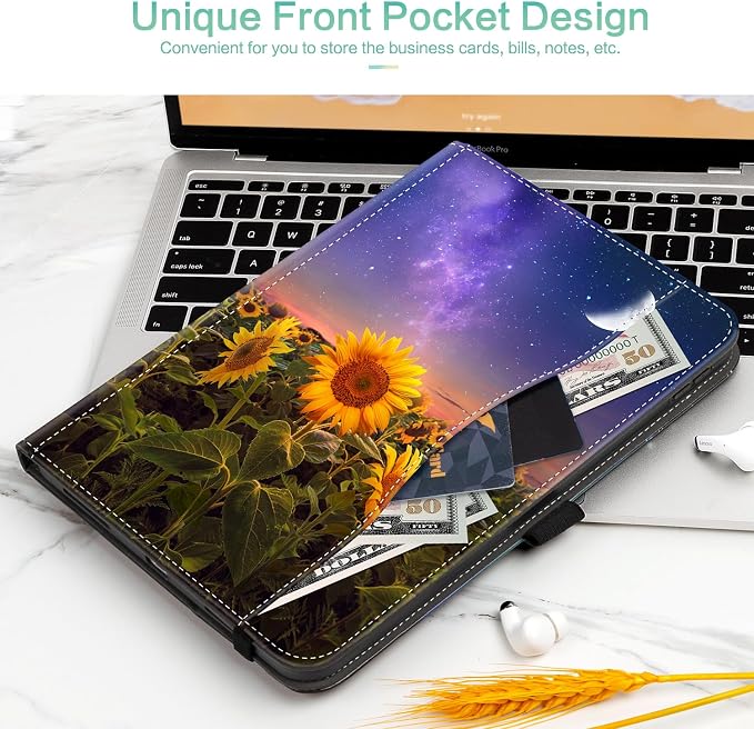 Lokigo Case for iPad (A16) 11th/10th Generation Aurora Forest | for iPad 11th-11 Inch/10th-10.9 Inch Stand Cover Pencil Holder/Hand Strap/Pocket Support Touch ID Auto Wake/Sleep