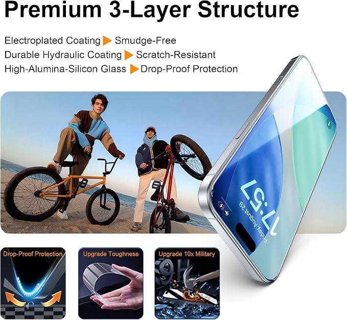 OneFish for iPhone 11 Pro Max/XsMax Tempered Glass Screen Protector 2 Pack Auto Dust-Elimination Easy Installation HD Clear Screen Protector