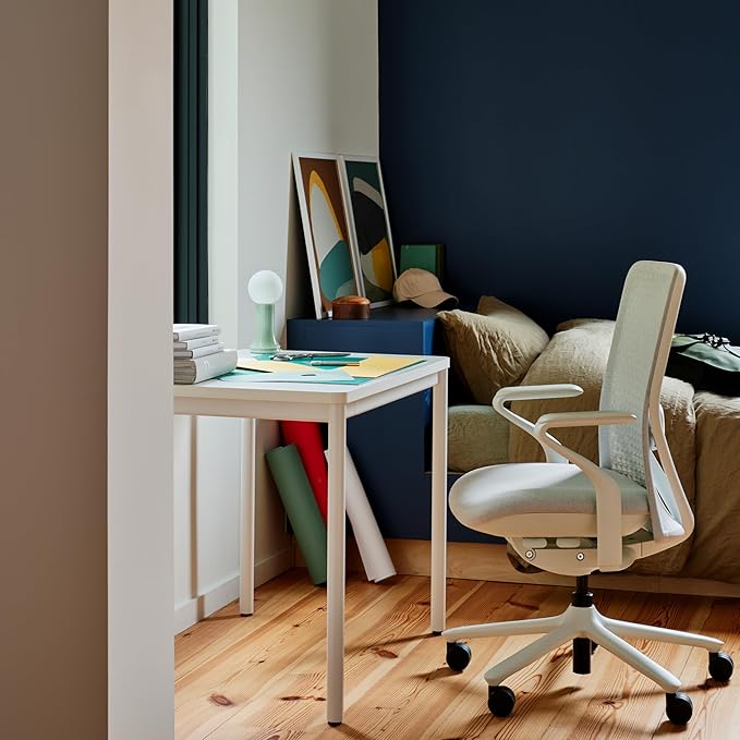 Branch Daily Desk - Functional at Home Office Desk with Effortless Assembly, Timeless Design, Rounded Corners, and Built-in Cable Notch - 48” W x 28.5” H x 24” D - White Work Table