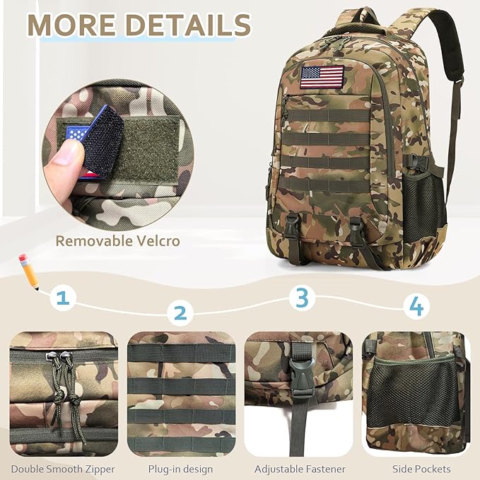 Camo Backpack for Boys backpack for School Bags for Boy Bookbag Children Kids Teens Elementary Middle High School Outdoor Camping