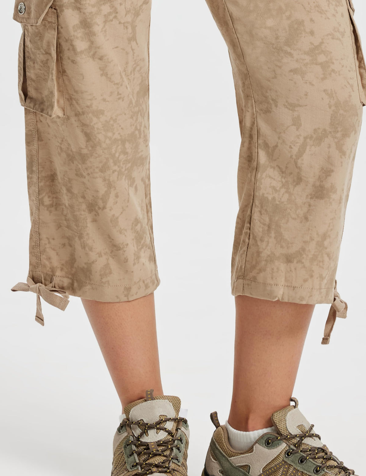MoFiz Womens Cargo Capris Lightweight Hiking Pants Quick Dry Casual Outdoor Loose Shorts Dirty Khaki XS