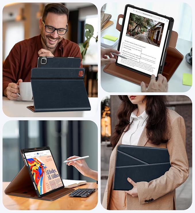 DTTO for iPad Pro 12.9 6th/5th/4th Gen Case (2022/2021/2020) Black | 360 Degree Rotating Premium Faux Leather Folio Stand Cover with Pencil Holder for iPad Pro 12.9 3rd Generation Case 2018
