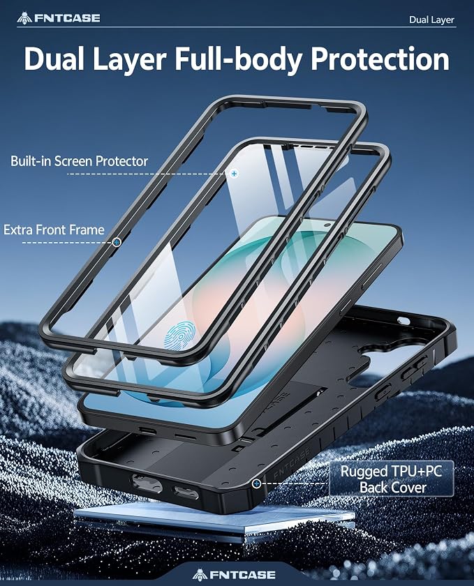 FNTCASE for 11 Pro XL Case Rugged Kickstand 2 Front Frames Black | Built-in Screen Protector 20FT Military-Grade Drop Protection Rugged Heavy Duty Shockproof Full Body Protective Cover
