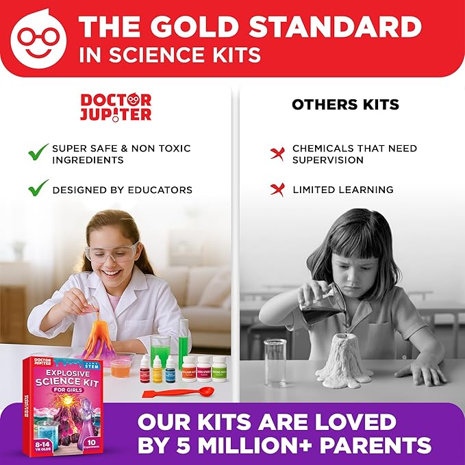 Doctor Jupiter Explosive Science Kit for Girls Ages 8-10-12-14 | Birthday Gift Ideas for 8,9,10+ Year Olds | Chemistry Set, STEM Toy Kit with 10 Experiments | Learning & Educational Projects