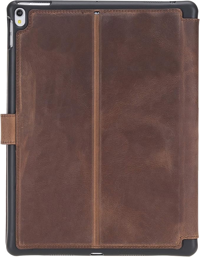 Genuine Leather Handmade iPad 10.2 Magnetic Closure Case with Separeted Compartments and Card Slots for Women &amp Men (8th Gen 2020) (7th Gen 2019) (Black)