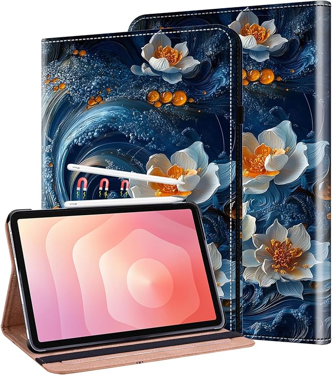 Case for Samsung Galaxy Tab A 10.1 2019 Model SM-T510/T515/T517 Stylus Holder Flip Wallet Leather Shockproof Cover for Galaxy Tab A SM-T510 Case Bicolor Marble