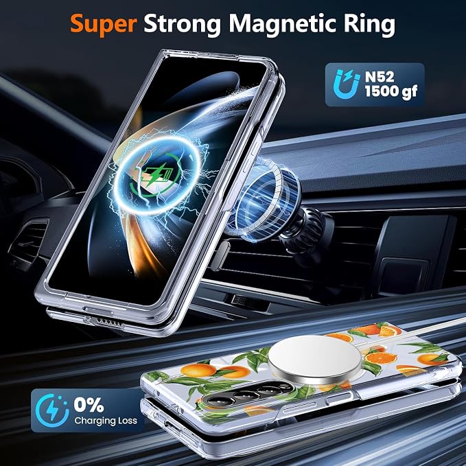 for Galaxy Z Fold4 CaseBuilt-in Magnet CircleWireless Charging | Military-Grade Shockproof case Cover for Samsung Galaxy Z Fold4Anagallis