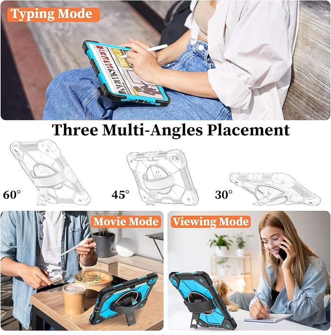Nitupai Case for iPad 10th Generation 10.9 Inch 2022 / iPad A16 Case 11 Inch 2025 with Screen Protector 10th Gen Cover for Kids Pencil Holder 360° Rotating Stand Shoulder Strap Black Black