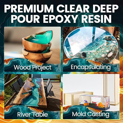 Jarezina 1.5 Gallon Deep Pour Epoxy Resin 2:1 for River Table & Wood Crafts