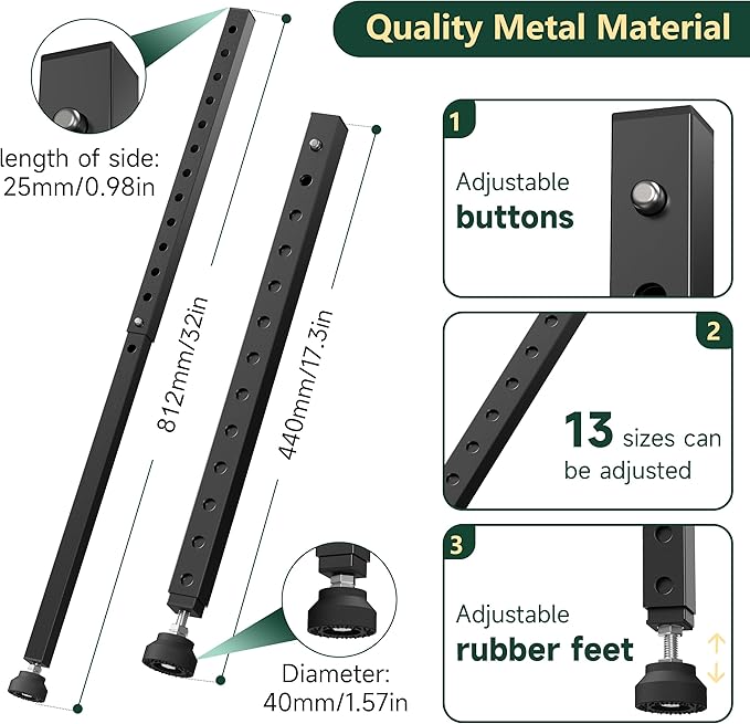 WooFog Adjustable Window Security Bars Vertical, Heavy Duty Sliding Patio Glass Door Lock Bar with Rubber Feet, 17-32 inch Window Safety Stopper for Up and Down Windows -Black 2 PCS Patented