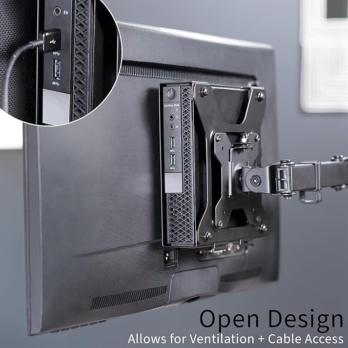 VIVO Behind Monitor Mini PC VESA Mount Designed for Dell OptiPlex Micro CPU, Monitor Arm Computer Holder, Concealed Behind Screen, Desk and Wall Mounting Options, Black, Mount-DLMM2