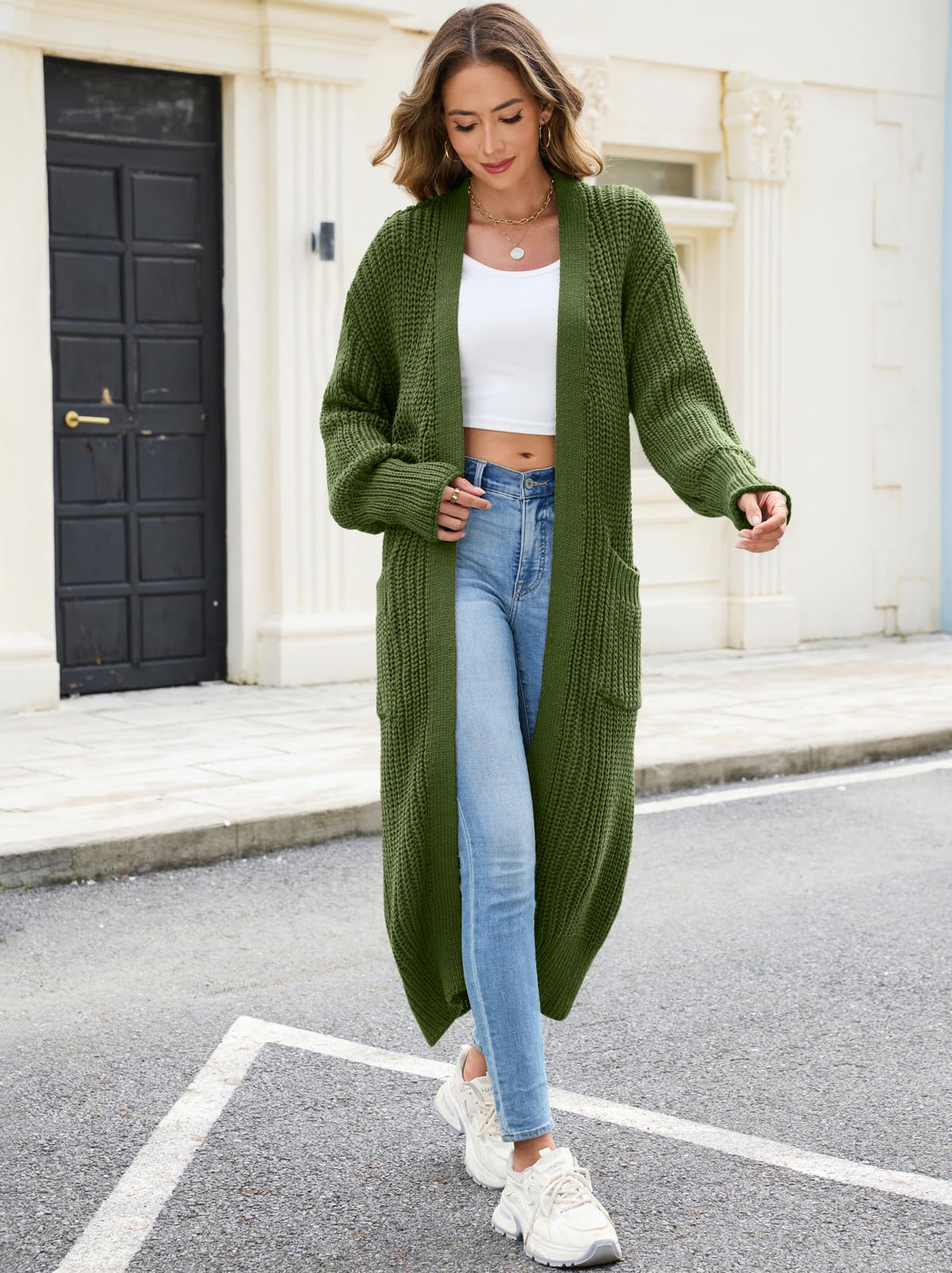 AUGCONE Women's Oversized Cardigans Sweater Long Coat Knit Fall Winter Cozy Outfits with Pockets