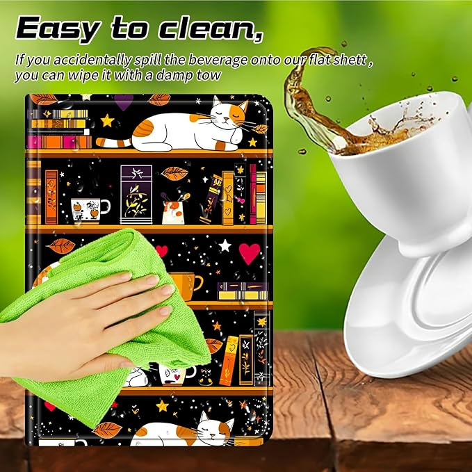 for Walmart Onn 10.1 2024 Onn 10.1 Gen 4 Universal Tablet Case 360 Degree Rotating Kickstand Protective Stand Case with Multiple Viewing PU Leather Shell Case Black Book Cat
