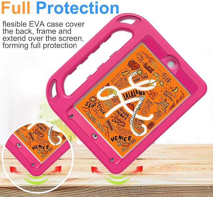 BMOUO Kids Case for New iPad mini 5 2019 / Mini 4 2015 - Built-in Screen Protector Shockproof Light Weight Handle Convertible Stand Case Cover for New iPad mini 5th Generation 2019 - Black