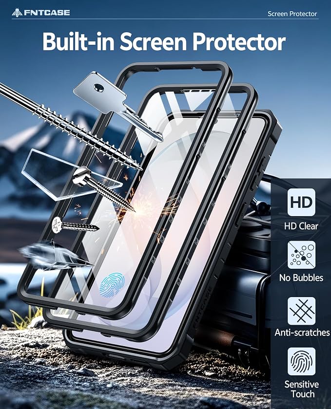 FNTCASE for 11 Pro XL Case Rugged Kickstand 2 Front Frames Black | Built-in Screen Protector 20FT Military-Grade Drop Protection Rugged Heavy Duty Shockproof Full Body Protective Cover