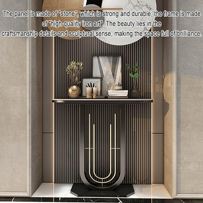Console Table for Entryway Hall, Against Wall Hotel Long Porch table,stone top recibidor de entrada casa,Entry Home Wall Art Strip Table,for Living Room(A,31.5*11.8*31.5in/80*30*80cm)