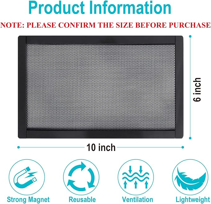 Magnetic Floor Register Vent Covers, 6 x 10 Inch Air Vent Filter Mesh, Sticky