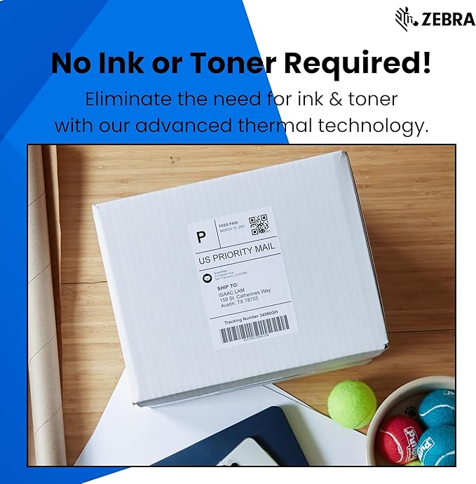 ZEBRA ZD421 Direct Thermal Desktop Printer 203 dpi Print Width 4-inch Wired USB and Ethernet Connectivity ZD4A042-D01E00EZ, No Thermal Ribbon Required