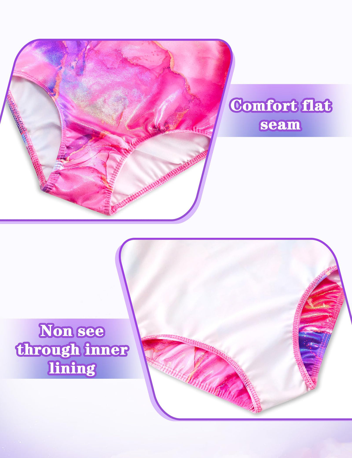 Nokecina Girls Gymnastics Leotards with Shorts Size 6-7 Years Old Purple Gold Gym Outfit Shiny Tumble Class Bodysuits