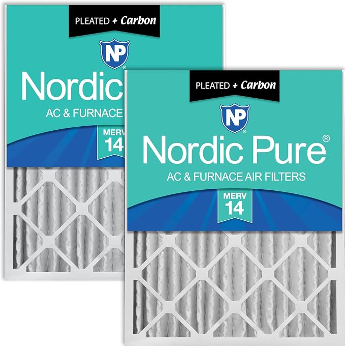 Nordic Pure 20x20x4 Pleated Air Filters MERV 14 Plus Carbon 2 Pack