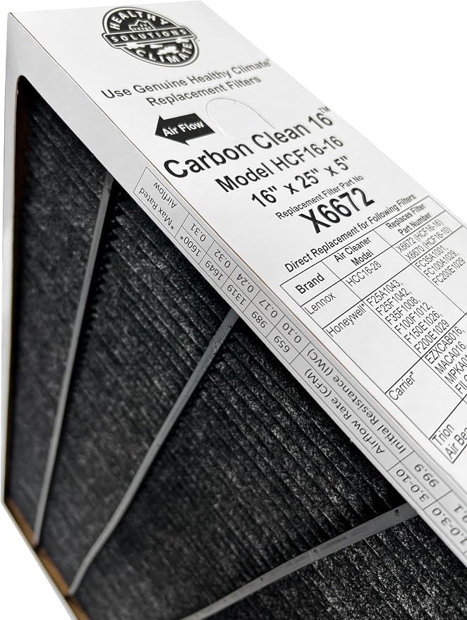 Lennox Healthy Climate X6672 16x25x5 Healthy Climate Carbon-Clean MERV 16