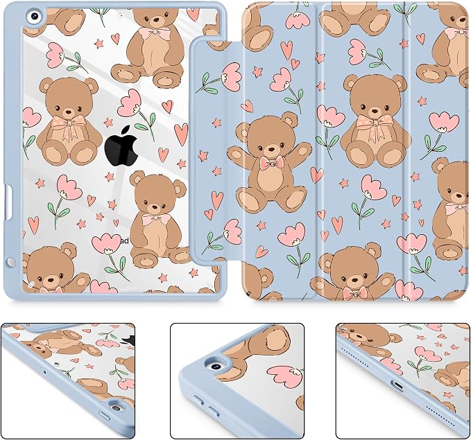 May Chen for iPad 9th Generation with Pencil Holder iPad 8th/7th Gen Case 10.2-inch [Penceil Holder] Trifold Stand Auto Wake/Sleep Clear TPU Protection Back Cover Ballet Shoes