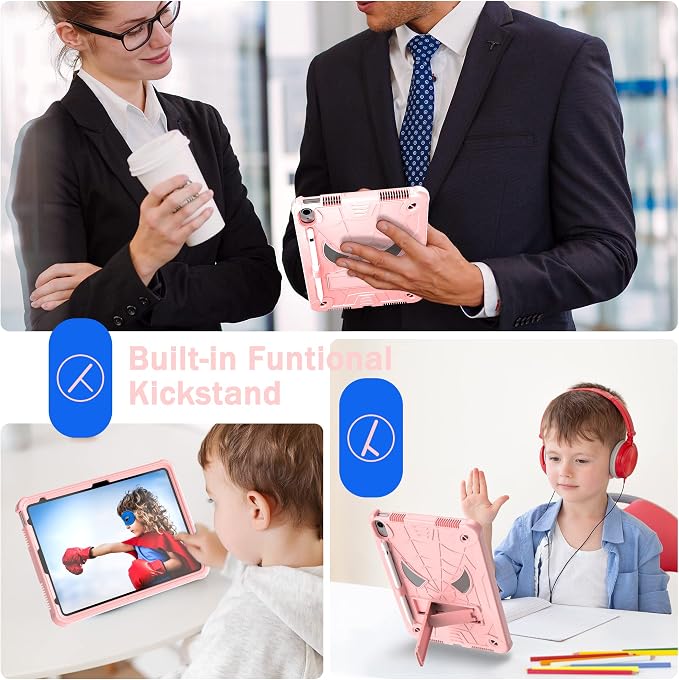 Dteck for iPad Air 3rd Gen (2019) / iPad Pro (2017) Case 10.5 Shockproof Protective Case with Kickstand Hard Plastic Shell 3-Layer Protection Drop Proof Sturdy Rugged Tablet Cover (Aqua+Rose)