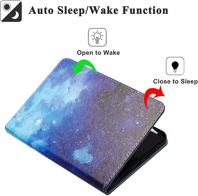 Case for iPad mini 7 A17 Pro &amp iPad mini 6 (2024/2021) Built-in Pencil Holder Premium PU Leather Folio Stand Smart Protective Cover Multi-Viewing Angles and Auto Wake/Sleep - Beach