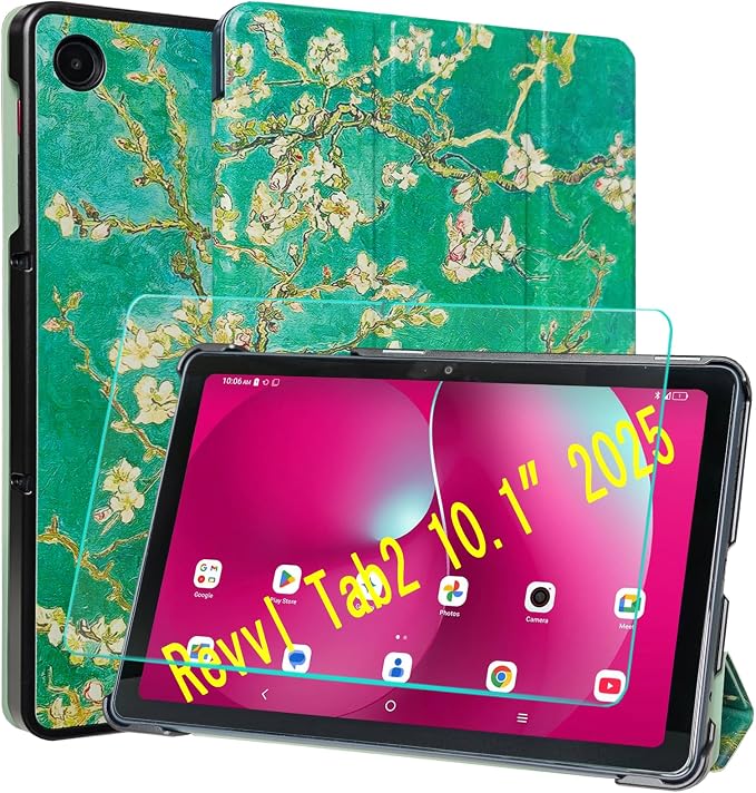ACdream Case for T-Mobile Revvl Tab 2 10.1 Tablet 2025 Model:9185W(NOT FIT Revvl Tab 5G 10.36) with [Glass Screen Protector] Slim Lightweight Smart Shell Stand Cover Magnetic Feature Agave Green