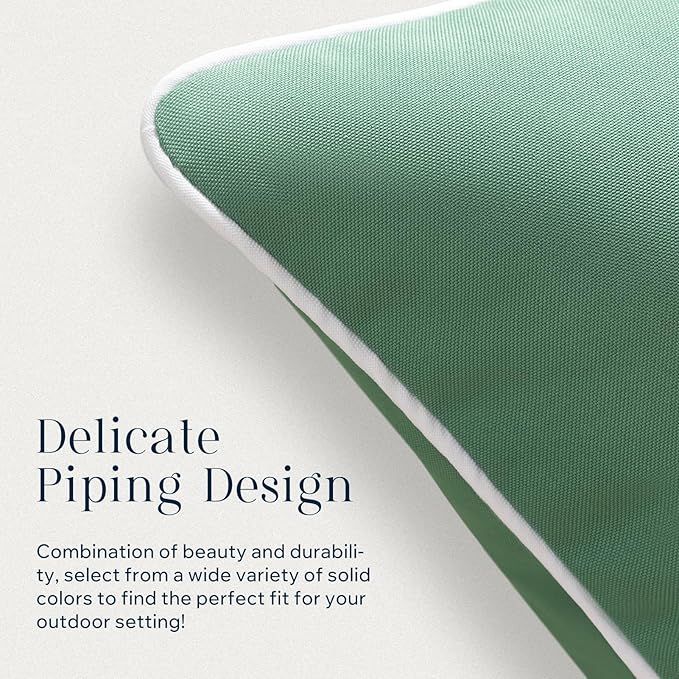 Phantoscope Pack of 2 Outdoor Waterproof Throw Pillow Covers Decorative Square Cushion Case Patio Pillows for Couch Tent Sunbrella, Pine Green 18x18 inches