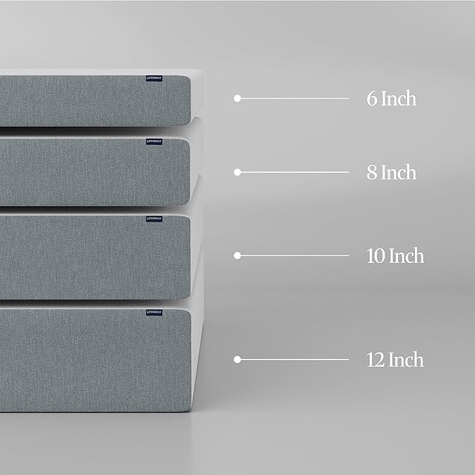 LIFEMENT Basic Full Graphite Infused Memory Foam Mattress in a Box | Medium Firm Bed, Fiberglass Free, Certified Pressure Relief Foam, Cooling Comfort Sleep, 12 Inch