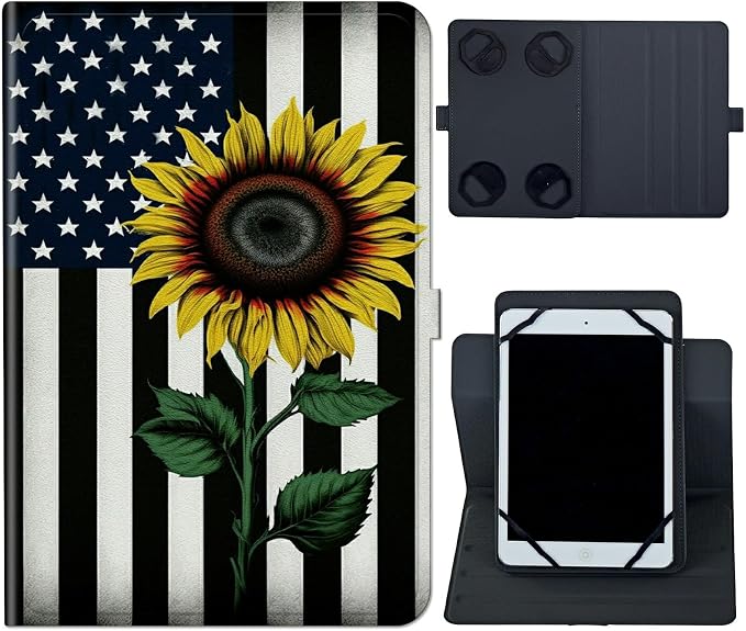 Universal Case for 10.6 inch 11 inch TabletUniversal Case for 10.6-11 Inch Touchscreen TabletSlim PU Leather Stand Folio Shell Cover with 360 Degree Rotatable Kickstand ViewingAbstract Sun Leaf