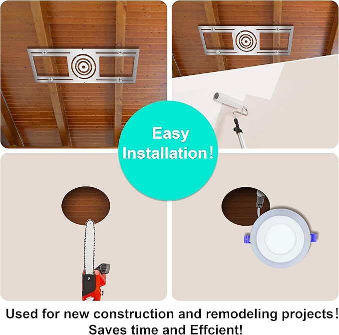 New Construction Mounting Plate, 3-4-6 Inch, LED Recessed Lighting Housing Kits for remodeling, Basement remodeling, Hanging Ceiling and LED Lighting, Shallow Recessed Lighting Housing Plate,10PC