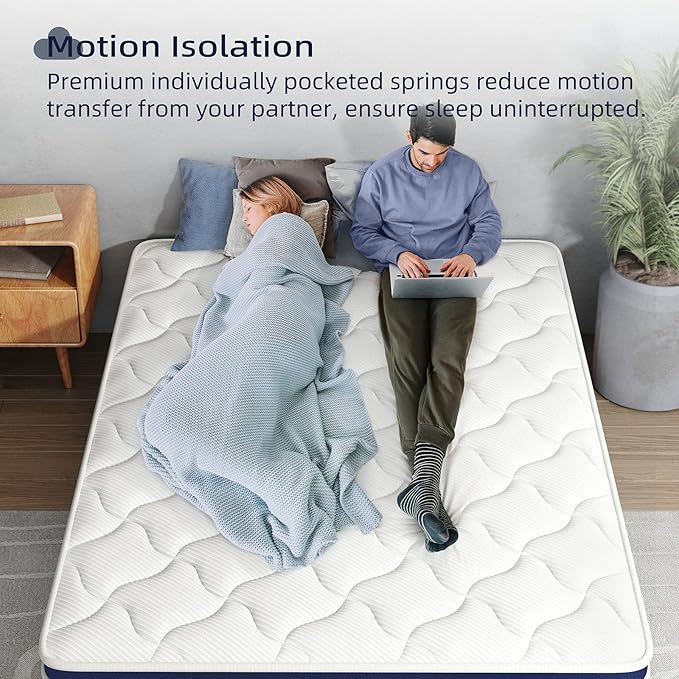 Crystli 14 Inch Queen Mattresses Bed in A Box, Queen Size Hybrid Mattress with Zero Pressure Foam, Innerspring Mattress for Pressure Relief, Motion Isolation, Medium Firm, CertiPUR-US Certified