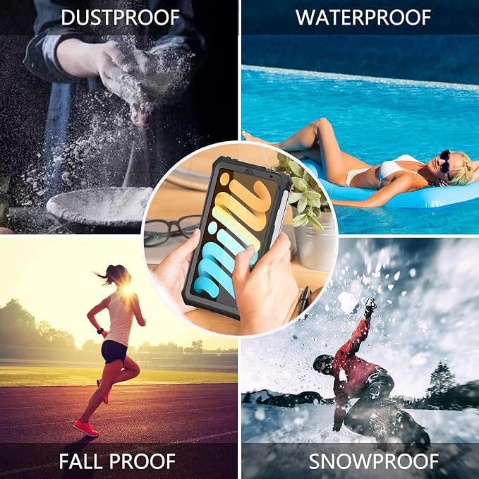 Shellbox Case for iPad Air 4th/5th Generation 2022-2020 Waterproof Dustproof Shockproof Case with 360° Full-Body ProtectionLanyard and Kickstand