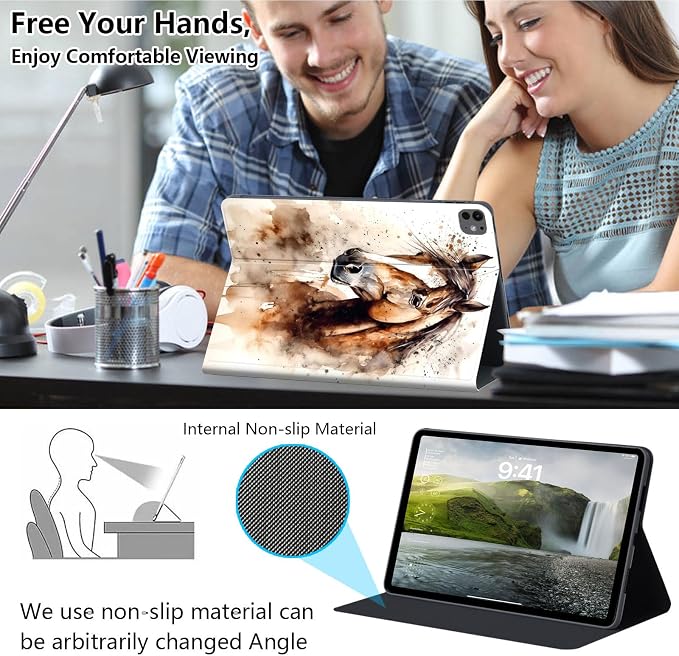 Case for iPad Air 11-inch (M4 2026 / M3 2025 / M2 2024) iPad Air 5th/4th Gen (2022/2020) 10.9 Slim PU Leather Folio Stand &amp Auto Sleep/Wake Protective Smart Cover Tree Fluorescent