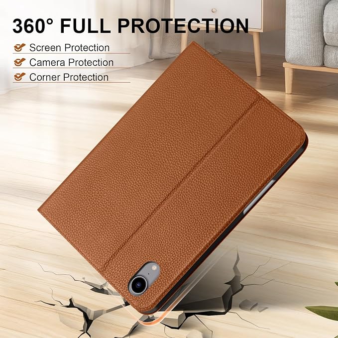 Genuine Leather Case for iPad 11th Gen 11/10th Gen 10.9 Black | Pencil Holder Adjustable Stand Auto Wake/Sleep Shockproof
