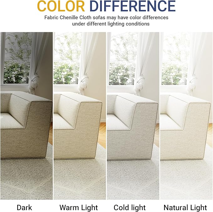 76" Sectional Compressed Sofa Modular Couches Loveseat 2 Deep Seat,High-Density Foam No Assembly Required,2-Piece(2xCorner) for Living Room Fabric Chenille Beige